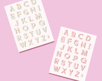 Floral Vinyl Alphabet Stickers - A thru Z