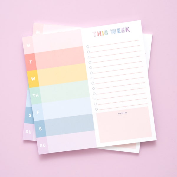 Colorful Scallop Weekly Planner Notepad | To-Do List Organizer | Gift for Teachers, Hostess, Kids; Meal Planner; Mom Hack; Grocery List