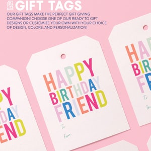 Happy Birthday Gift Tag, Custom Name Gift Tag, Family Gift Tag, Birthday Tag, Hostess Gift, Colorful Gift Tag, couples gift tag, colorful image 2