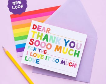 Colorful Kids Fill-in Thank You Cards: Personalized Stationery Set for Birthdays, Parties & Gratitude