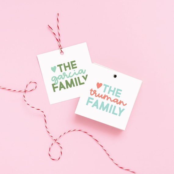 Heart Gift Tag, Custom Name Gift Tag, Family Gift Tag, Couples Shower, Hostess Gift, To From Tag, Wrapping Paper, New Address, We Moved tag
