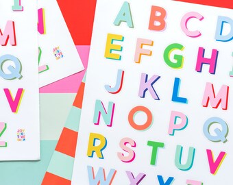 Vinyl Alphabet Stickers, Entire Alphabet, Laminated Stickers, Scrapbooking, Stocking Stuffer, Teacher Gift, Wrapping, School Supplies