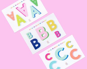 Pegatinas de vinilo con el alfabeto - Hojas con letras individuales