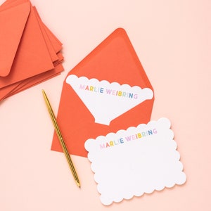 Custom Scallop Notecards: Personalized Stationery for Kids, Baby, Teachers & Special Occasions; Teacher Gift; Thank You Cards; Housewarming