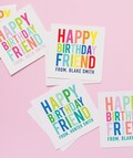 Happy Birthday Friend Stickers, Square Stickers, Personalized Stickers Labels, Custom Stickers, Name Stickers, Birthday Gift stickers 006S