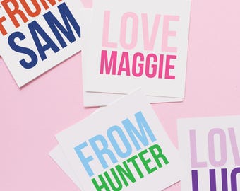 Personalized Love From Gift Stickers: Custom Name Labels for Family, Packaging & Stationery