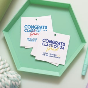 Congrats Class of '24 Gift Tag, Custom Name Gift Tag, Class of 2024, High school, College graduate, Congrats Tag, end of school party image 2