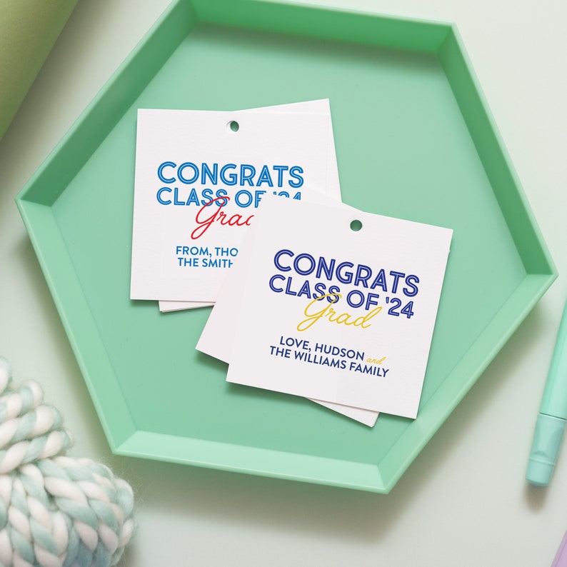 Congrats Class of '24 Gift Tag, Custom Name Gift Tag, Class of 2024, High school, College graduate, Congrats Tag, end of school party image 2