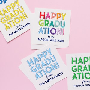 Happy Graduation Gift Stickers, Square Personalized, Custom Grad Stickers, graduation party, Kids stickers, Class of 2023 Gift, Party favors