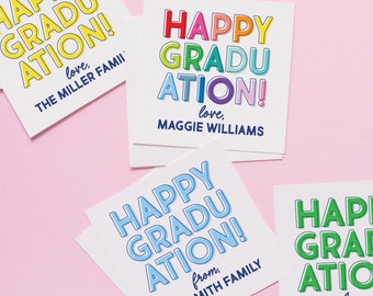 Happy Graduation Gift Stickers, Square Personalized Stickers, Custom Grad Stickers, Family stickers, Kids stickers, Graduation 2023 Gift