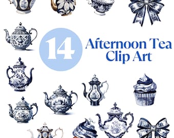 Afternoon Tea Clipart, Victorian Tea Party Clip art, Grandmillennial PNG, Mothers Day, Teacups, vintage Tea Party Png