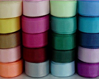 20 Yards SOLID 3/8 Grosgrain Ribbons - 1 Yards Each of 20 Different Colors FREE SHIPPING