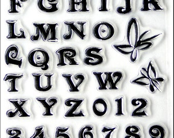 VICTORIAN FONT (uppercase) clear acrylic stamp set - FREE shipping