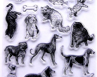 CATS & DOGS clear acrylic stamp set - FREE shipping