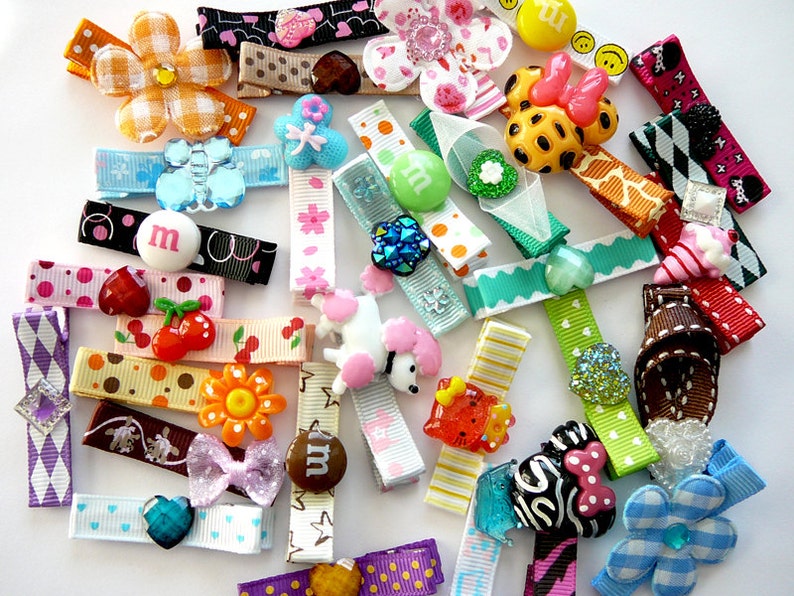 Grab Bag Lot of Hair Clips 20 embellished alligator clips with no slip grips image 2