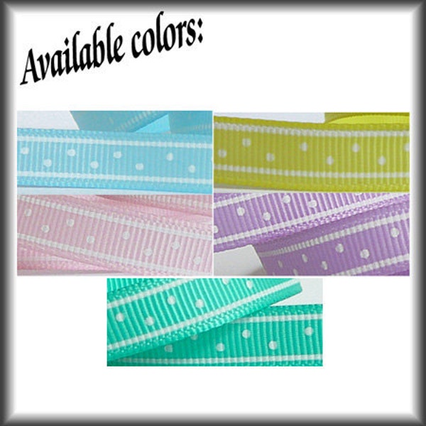 5 Yards MINI DOTS and STRIPES 3/8 Grosgrain Ribbon (various colors available)