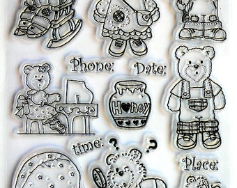 ACTIVE BEARS clear acrylic stamp set - FREE shipping