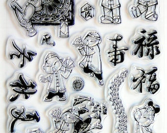 ASIAN KIDS clear acrylic stamp set - Free Shipping