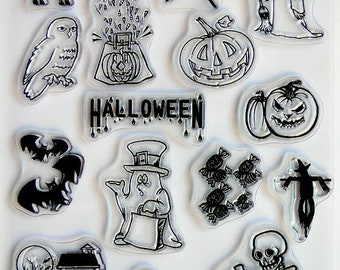 HALLOWEEN clear acrylic stamp set - Free Shipping