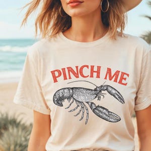 Pinch Me Lobster Tee | Vintage Coastal Shirt | Amalfi Aesthetic | Unisex Pinterest Style | La Dolce Vita Vibes | Plus Size Available