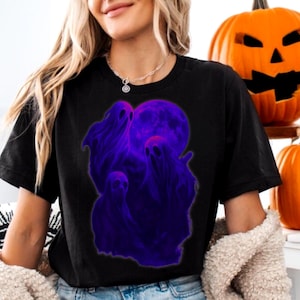 Cute Halloween Ghost T-Shirt | 3 Ghosts Vintage Tee | Spooky Funny Giftful Shirt for Her | Ghost Lover Cotton Unisex Tshirt