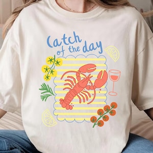Coastal Lobster Tee | La Dolce Vita Aesthetic | Vintage Pinterest Style Shirt | Aperol Spritz Vibes | Unisex & Plus Size Lobster Top