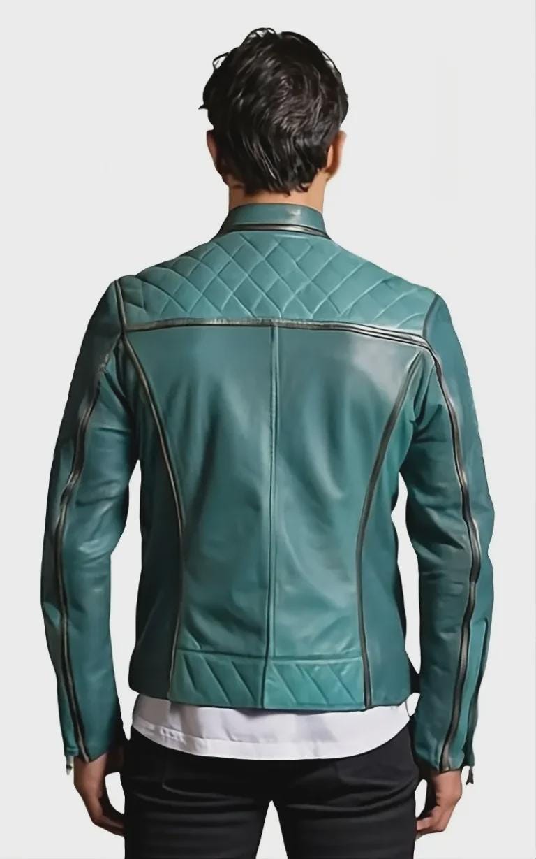 Teal Leather Jacket - Etsy