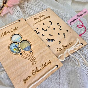 Holzkarte für Geldgeschenke – personalisierbar & handgefertigt – kreatives Geschenk für Geburtstag und mehr,  originelle Verpackung für Geld