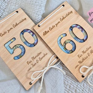 Holzkarte für Geldgeschenke – personalisiert & handgefertigt – kreatives Geschenk für runden Geburtstag, Jubiläum und mehr