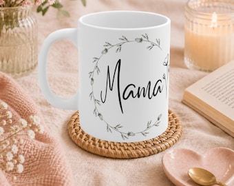 Taza para mamá, regalo para el Día de la Madre, idea de regalo, taza de café personalizada para mamá, taza con corona de flores, regalo para mamá, taza de café