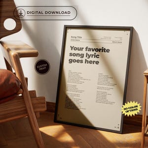 Personalized Swiss Style Lyrics Poster, Printable Lyric, Song Lyric Wall Art, Custom Music Poster, Customizable Music Digital Download