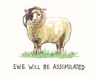 Borg Sheep, Ewe Will Be Assimilated 8x8 print