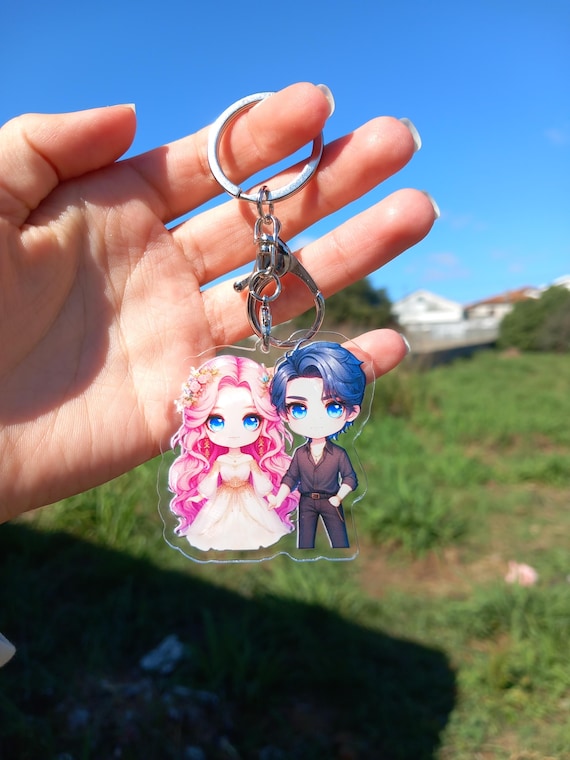 Broken Heart Tale Chibi Keychain  Lovable Couple Design