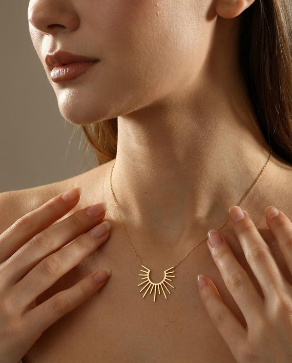 Sun Necklace, Gold Sun Pendant Necklace, Minimalist Celestial Jewelry, Dainty Sun Charm, Birthday Gift for Her