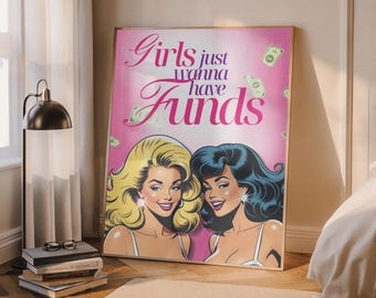 Pinup Girls Pop Art Print | Retro Eclectic Decor (Digital Download)