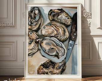 Watercolor Oyster Shell Art Print | Coastal Kitchen Decor (Digital Download)