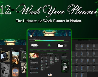 Notion 12週間年間プランナー：ビジョンボード、習慣トラッカー（デジタルダウンロード）