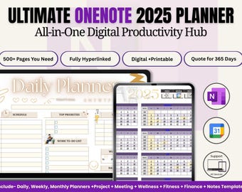 OneNote 2025 Planner Template: All-in-One Digital Productivity (Digital Download)