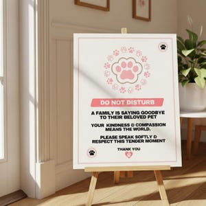 Euthanasia Sign - Pet Euthanasia Quiet Respect Signage | Animal Hospital Memorial Wall Art | Rainbow Bridge Goodbye Poster for Vet Offices