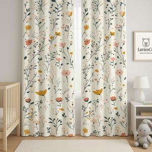 Seamless Wildflowers Baby Girl Room Curtain Nursery Window Curtain