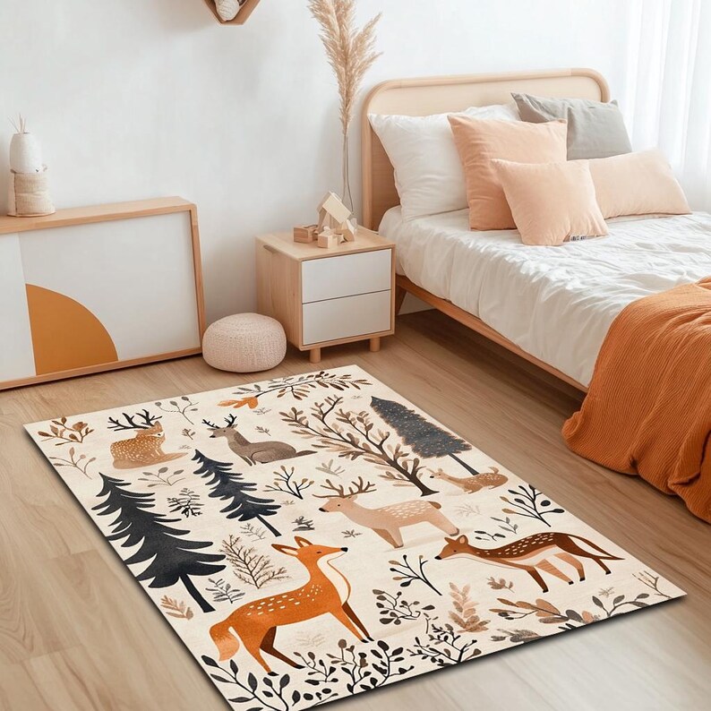 Forest Animals Nursery Rug: Soft Washable Kids Play Area - Etsy