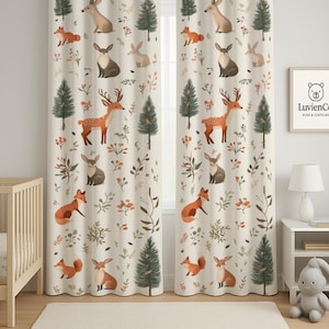 Woodland Animals Baby Boy Room Curtain - Nursery Window Treatment