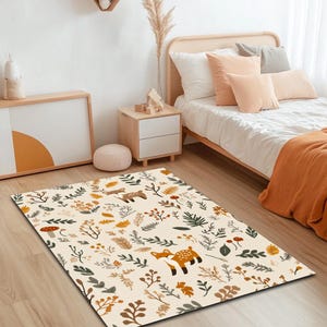 Fox & Leaf Kids Play Mat: Soft Nursery Rug with Free Cushion Cover