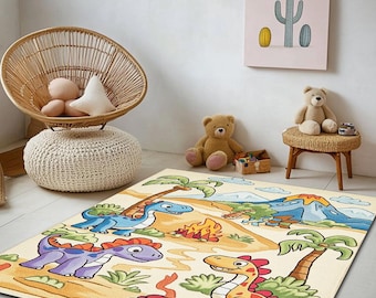 Dinosaur Nursery Rug: Ultra Soft, Washable Baby Room Decor