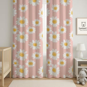 Pink Florals Daisy Baby Girl Room Curtain Nursery Window Curtains