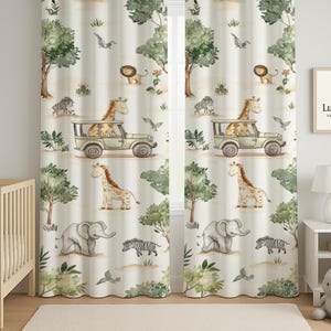 Safari Theme Curtain, Nursery Curtain, Giraffe Curtain, Lion Curtain