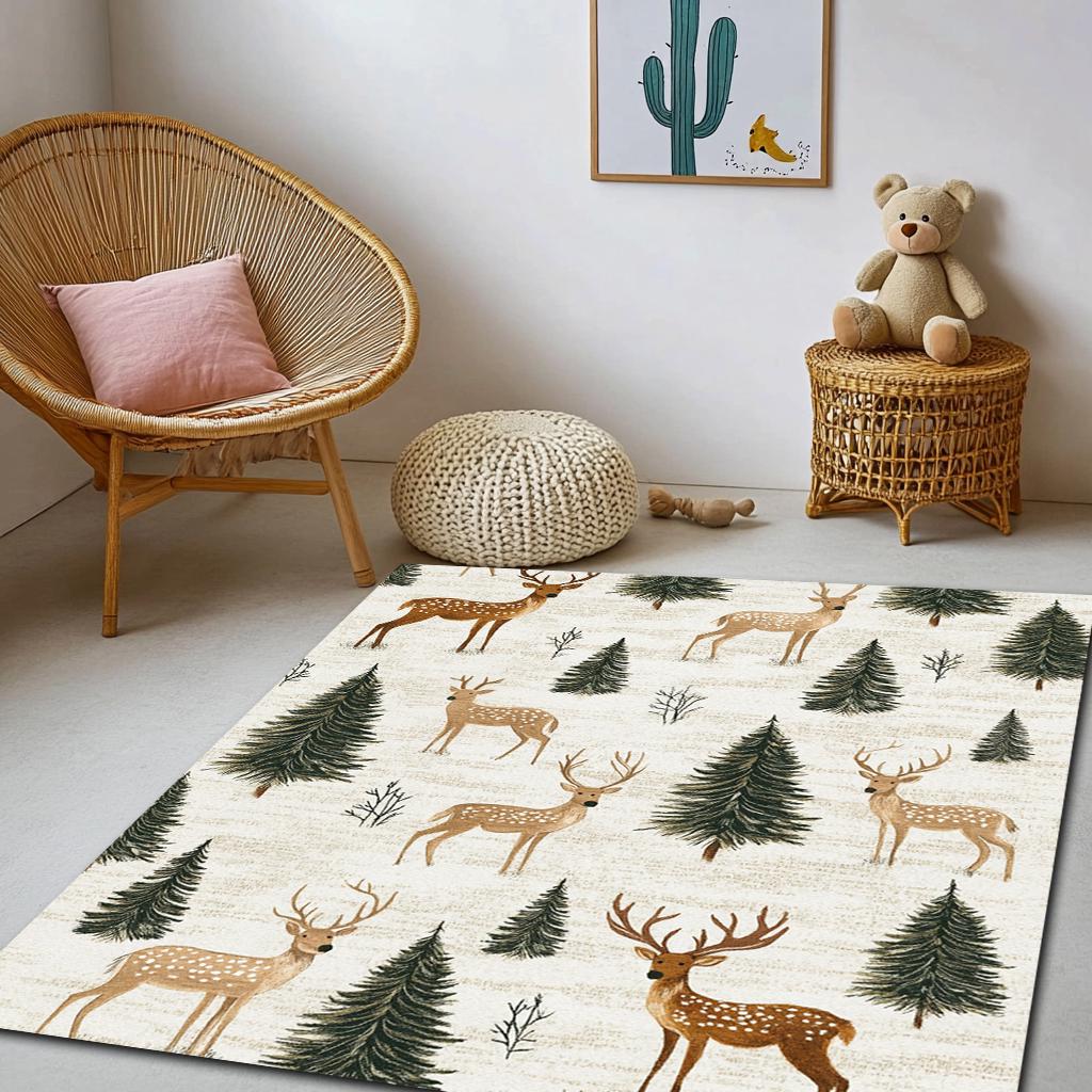 Deer Rug: Soft Woodland Nursery Decor, Nature Inspired - Etsy