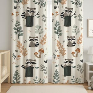 Woodland Racoon Curtains Baby Room Curtains Nursery Curtains