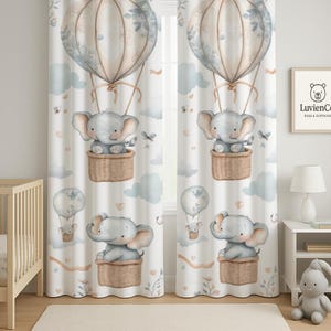 Cute Elephants Baby Boy Room Curtain, Nursery Curtain, Window Curtain