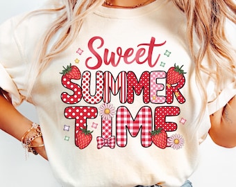 Sweet Summer Time PNG, Strawberry Summer Png for Beach Lovers, Summer Vibes Gift, Retro Summer Png, Beach Day Png, Strawberry Season Png